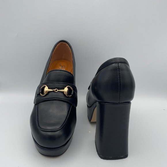 FOWT  Square Moc Toe Block Heel Platform Pumps - Picture 5 of 7